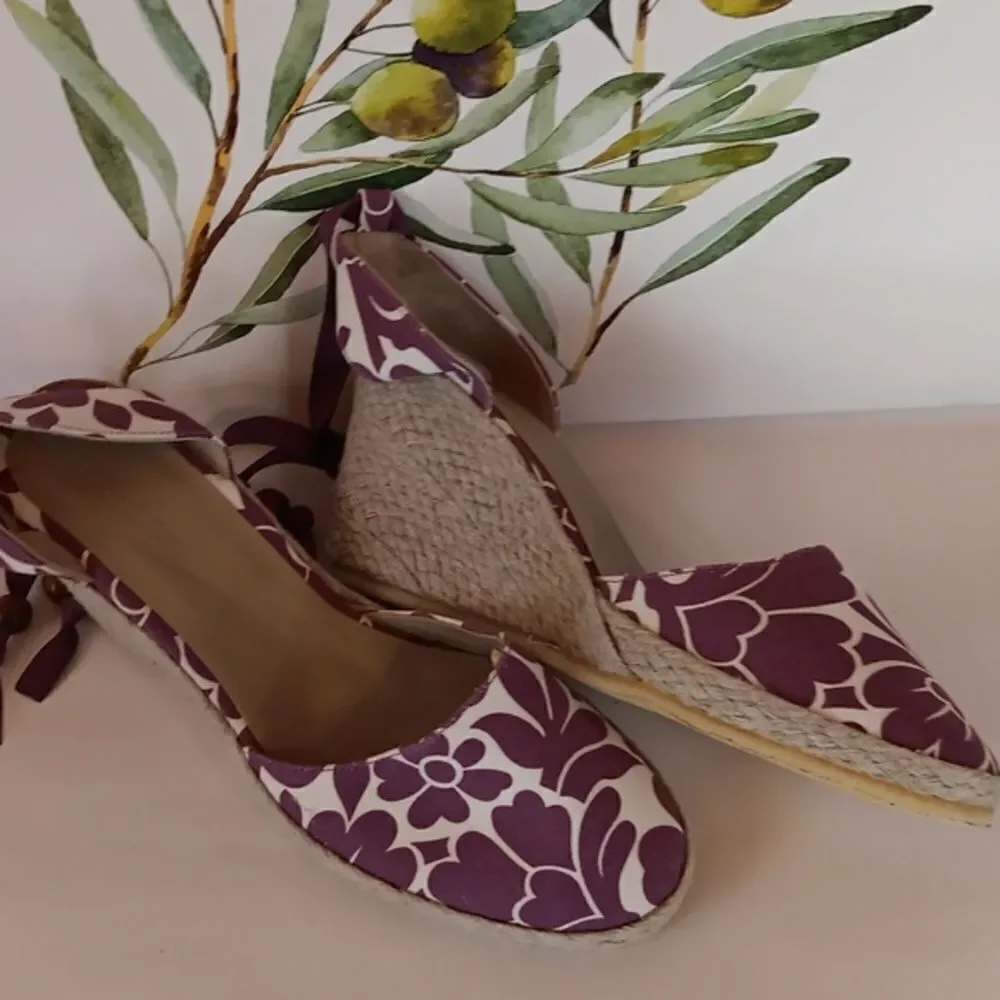 Boden Fabric Floral Wedge Espadrilles